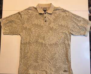 Tommy Bahama Men's XL Tan Leaf Print 100% Cotton Polo Shirt